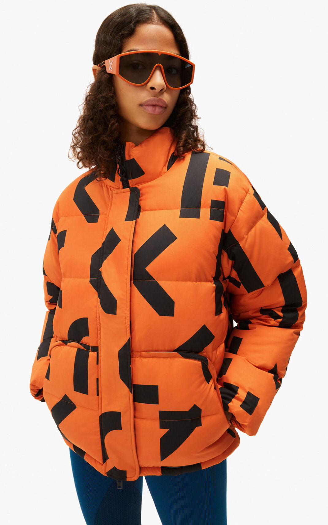 Kenzo Sport monogram Down Jacket Deep Orange For Womens 9608YSHUL